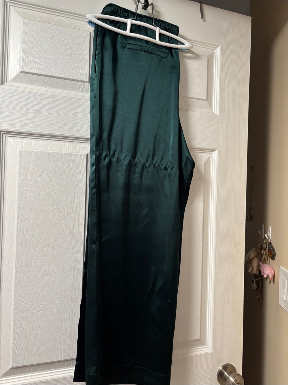 LOFT Satin Wide-Leg Pants in Forest Green